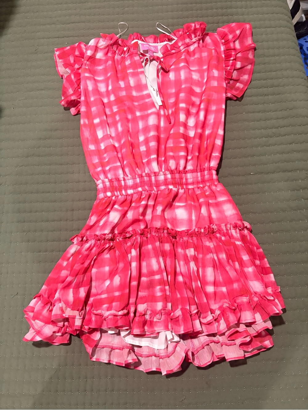 Sincerely Jules Pink & White Ruffled Mini Dress